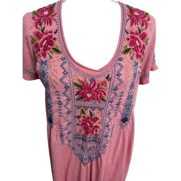 Johnny Was Davis Drape Pink Tunic Dress Size Small Trendy Embroidered - Picture 3 of 12